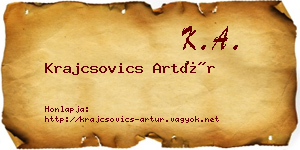 Krajcsovics Artúr névjegykártya